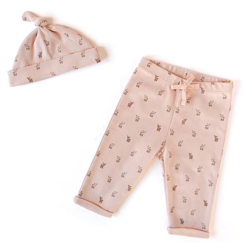 NWOT Pehr Organic Cotton 2-Piece Kimono Baby Set - Hatchling Fawn, 3-6 mos
